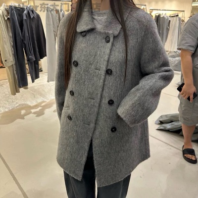 gallery现2025韩国东大门冬季新款宽松休闲双排扣羊毛呢大衣外套