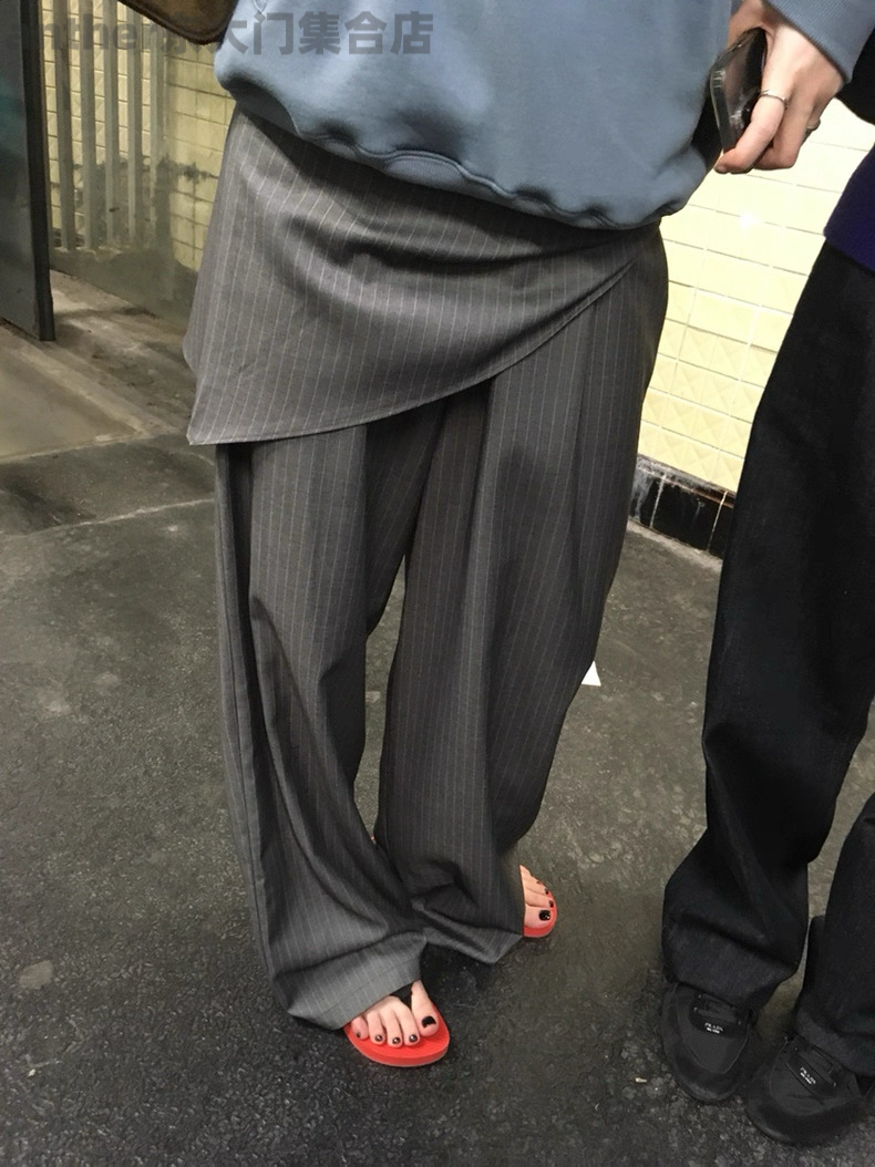 breathe韩国东大门2025秋季新款时尚百搭宽松休闲条纹长裤