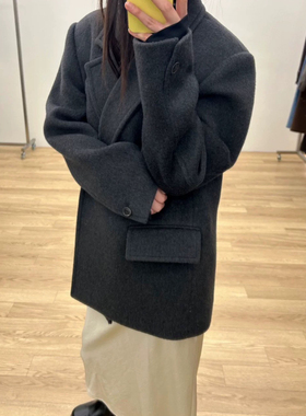 现货utre2024秋冬羊毛羊绒气质双排口西装大衣外套女