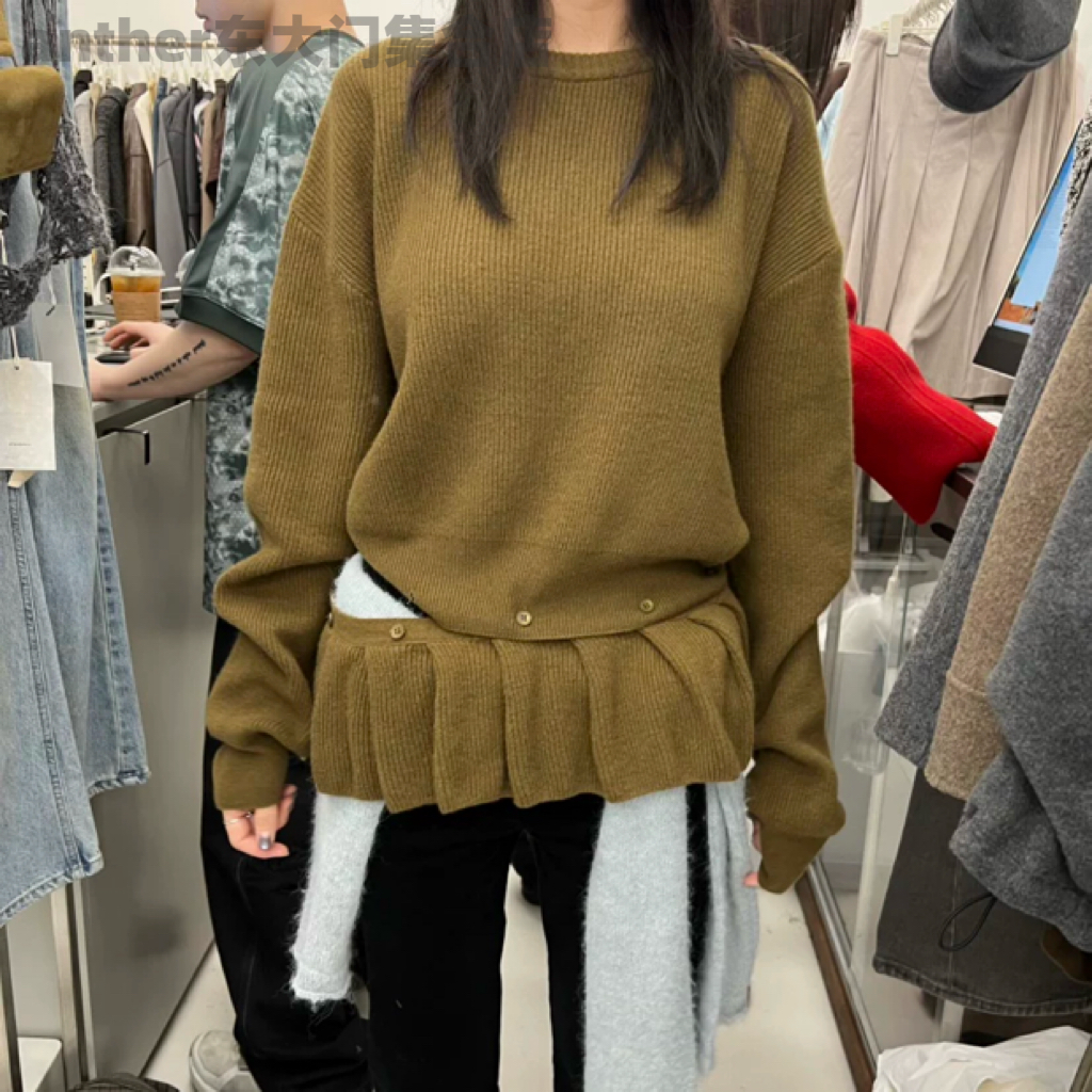 breathe韩国东大门呼吸家2025秋季新款时尚百搭宽松设计师风毛衣