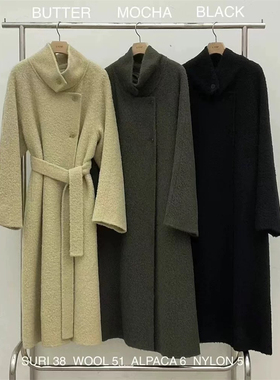 现货a point韩国东大门2025秋冬重工苏丽羊毛羊驼毛双面羊绒大衣