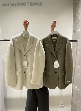 more much2025秋冬新款羊驼绒苏丽西装毛呢外套短大衣
