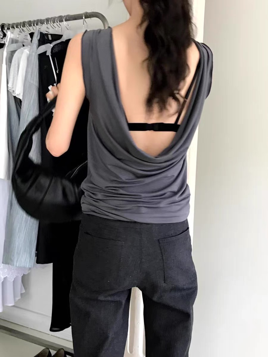 we are韩国东大门现2025夏季新款时尚百搭纯色简约无袖背心上衣