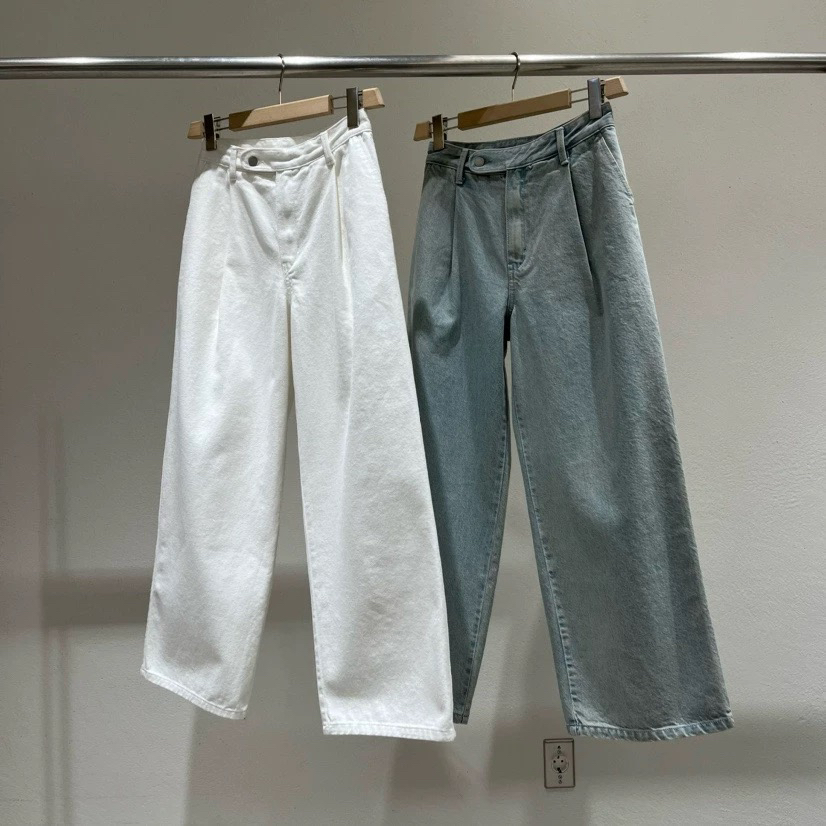 现东大门statement 向日葵欧尼同款时尚百搭高腰显瘦阔腿牛仔裤