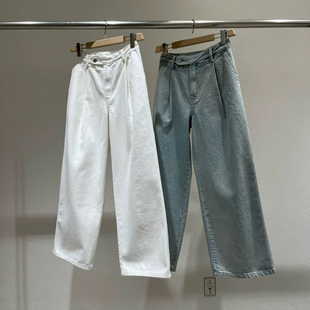 现东大门statement 向日葵欧尼同款时尚百搭高腰显瘦阔腿牛仔裤