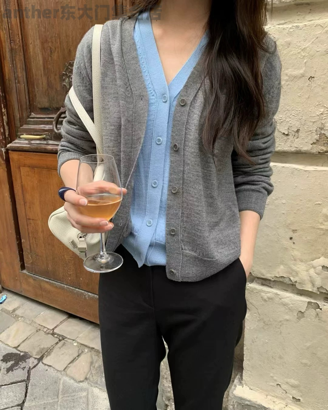 现货mohhe韩国2025秋季新款时尚百搭宽松休闲针织开衫外套