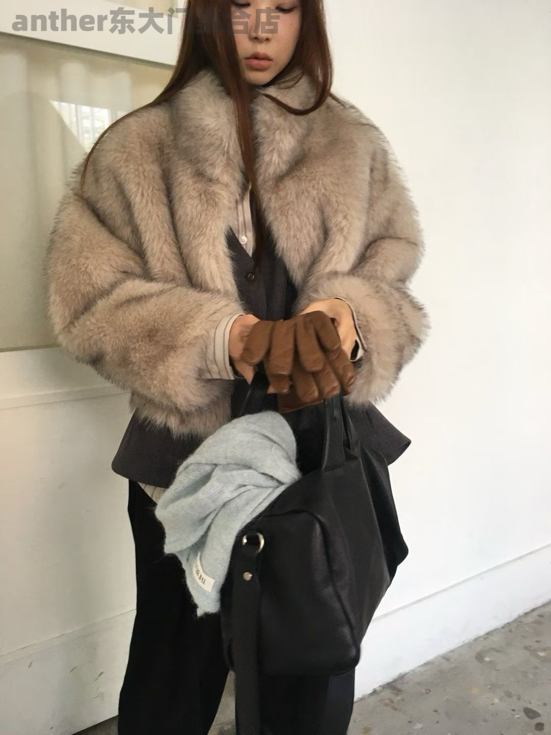 breathe韩国2025冬季新款时尚百搭宽松休闲环保毛毛大衣外套