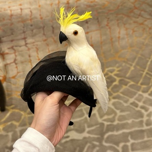 vintage复刻20世纪40年代帽饰发箍夸张艺术手工白色鹦鹉发箍礼帽