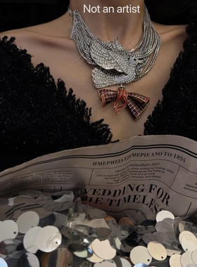 原创法式优雅多层设计手工高定和平鸽水钻叠链短款项链宴会锁骨链