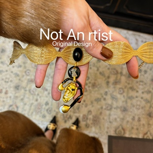 欧美vintage中古走秀设计元 素抽象几何不规则金属耳朵项链项圈