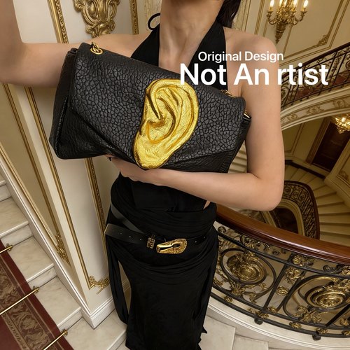 海外订单原创人体美学艺术金耳朵包包小众肩斜挎包女时髦造型包袋