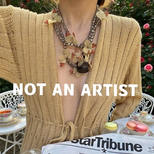 实拍海外设计师手工制作法式 复古网纱蝴蝶鸟笼吊坠仙系淑女项链