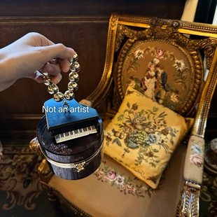 vintage古董老货木质钢琴盒子包老钱风宴会斜挂手拎造型艺术小包