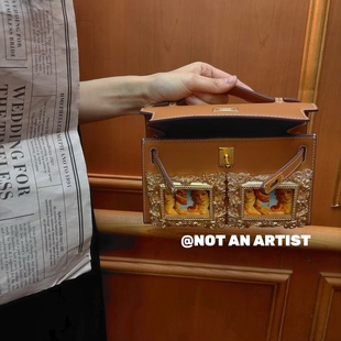 原创设计灵感源博物馆名画维纳斯 诞生艺术展览主题手拿宴会包