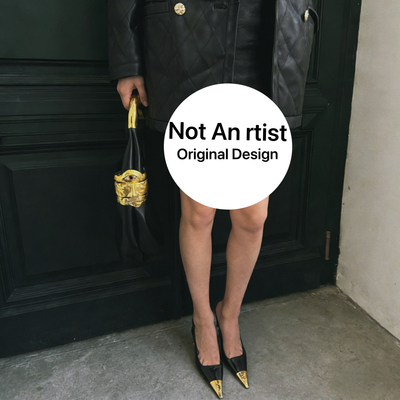 ins博主风复古艺术美学五官眼睛鼻子嘴唇叠戴金属轻奢金属腋下包