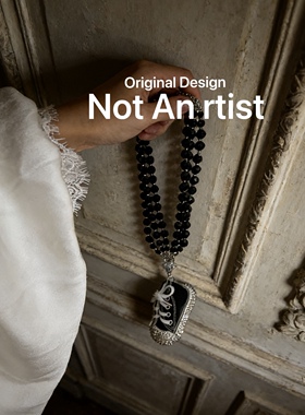 原创帆布鞋哥特风黑色串珠项链多层叠戴毛衣链高级感小众锁骨链