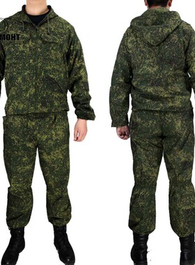 俄罗斯 俄军迷特种兵KMX作战服套装 罩衣外套 绿人白花 废墟  CP