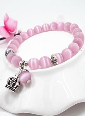 彩色猫眼石皇冠仿水晶手链