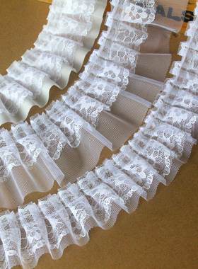 白色雷丝花边辅料网纱雪纺裙子下摆领口袖口lolita手工窗帘布材料