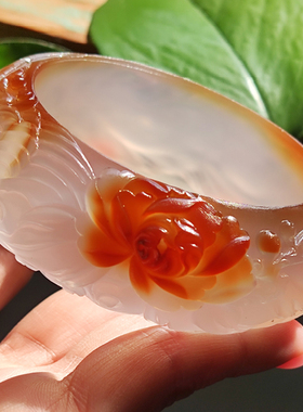 玛瑙印象 凤穿牡丹 纯天然稀有马红雕花手镯 高工雕琢 绝美俏色55