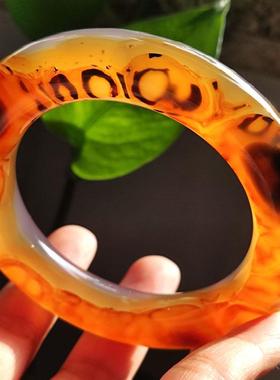 玛瑙印象 天然巴西老坑花料玛瑙手镯 古典贵气老花图文 大气场56