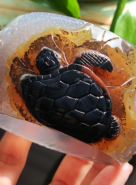 长寿龟 纯天然巴西老料玛瑙雕刻手镯 绝品设计俏色巧雕收藏级别61