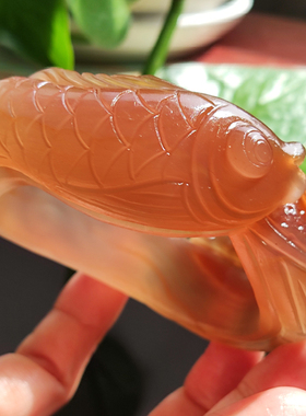 玛瑙印象 纯天然巴西粉玛瑙雕刻手镯 大师工 粉色锦鲤 饱满圆润58