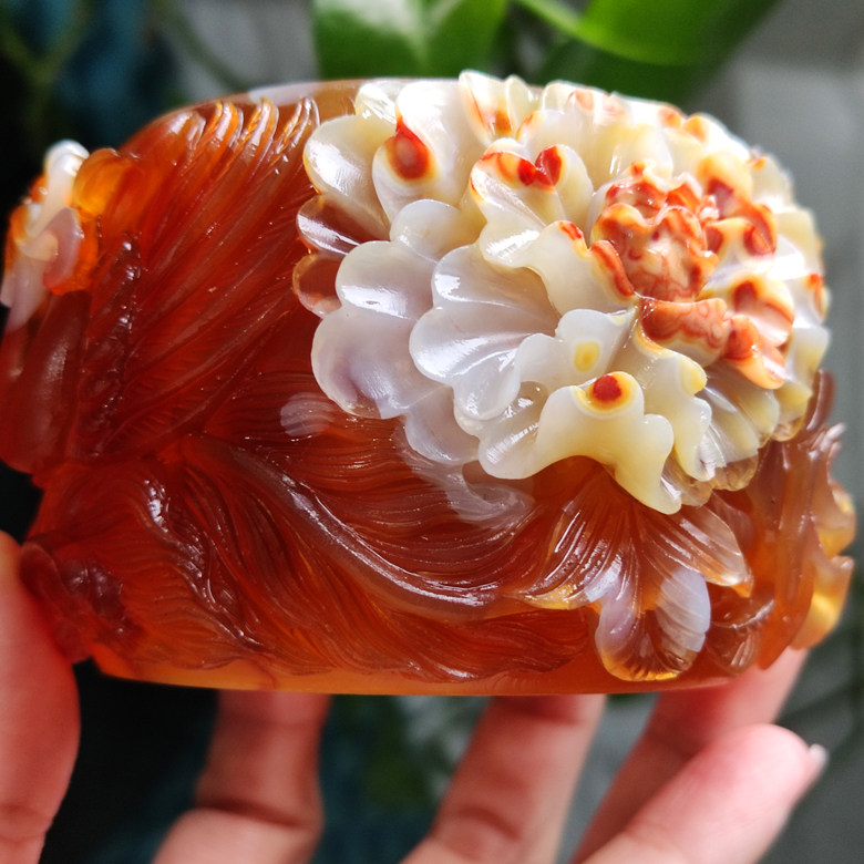 玛瑙印象 纯天然玛瑙雕刻手镯高货稀有马红高货轮胎 原色60包邮