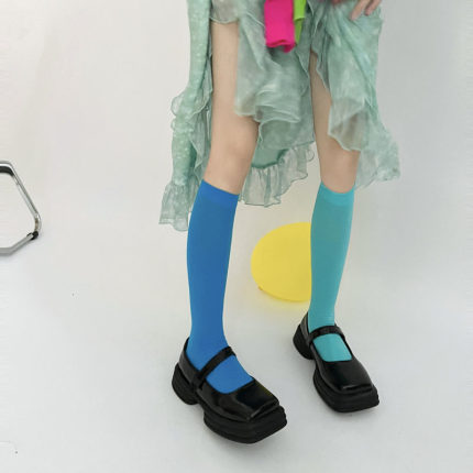中筒袜子彩色小腿袜天鹅绒网红个性少女ins潮JK纯色糖果色春秋潮