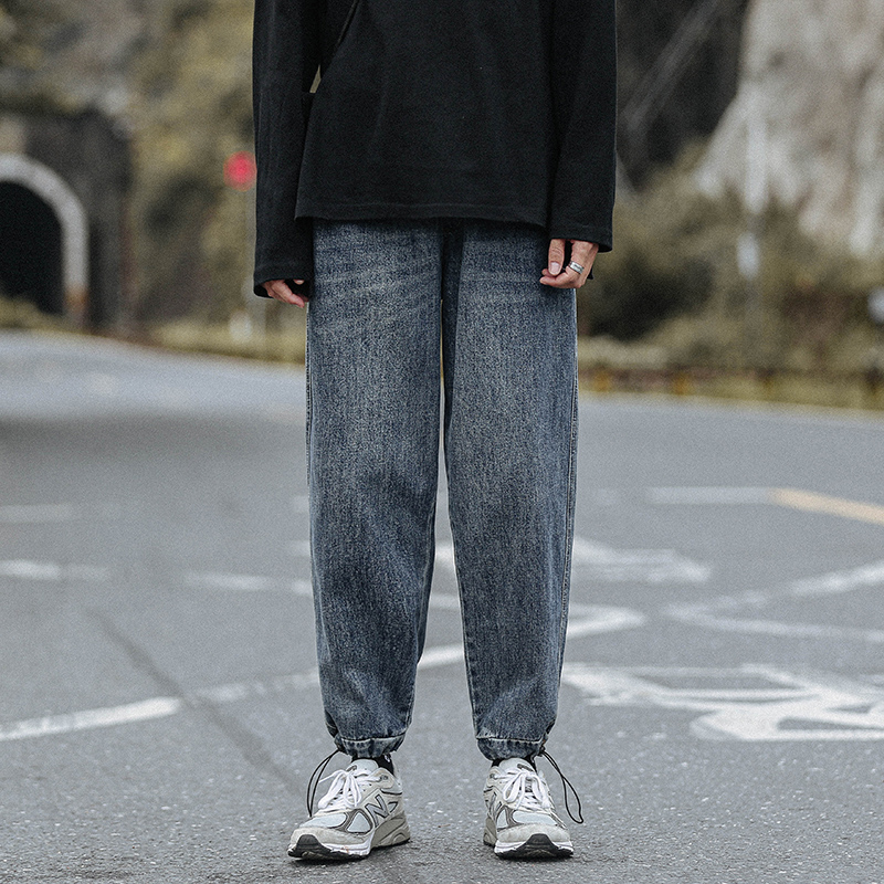 Autumn new Hong Kong Style Japanese oversized men's Japanese casual corset straight jeans