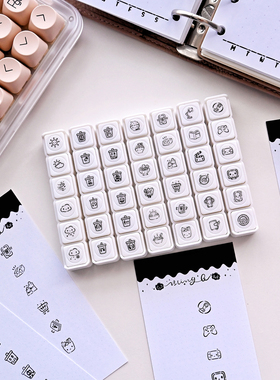 【Bring Q】原创浸透印章可爱mini手帐六联按压M5活页迷你打卡印