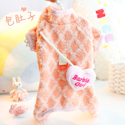 狗狗衣服秋冬装厚款加绒爱心背包包肚小型犬泰迪宠物7487跨境