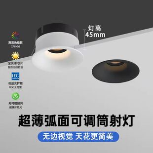 弧面射灯超薄可调嵌入式小山丘客厅家用矮吊顶防眩智能无边框筒灯