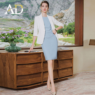 AD气质播音艺考上镜演讲服装女春秋季新款职业装西装套装背心裙子
