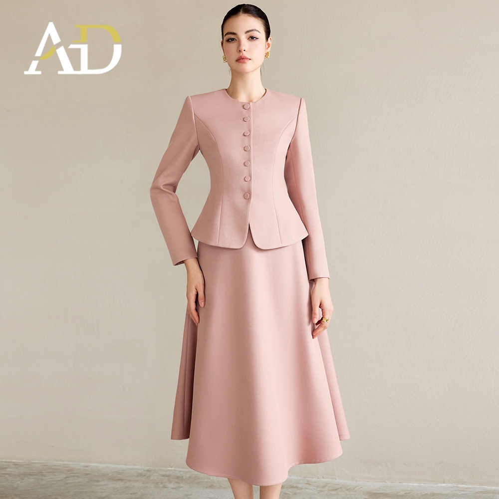 AD粉色时尚西装套装女通勤职业装