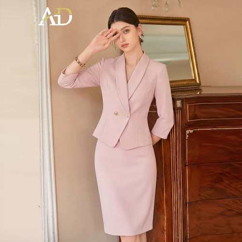 AD夏气质职业西装套裙女医美工装