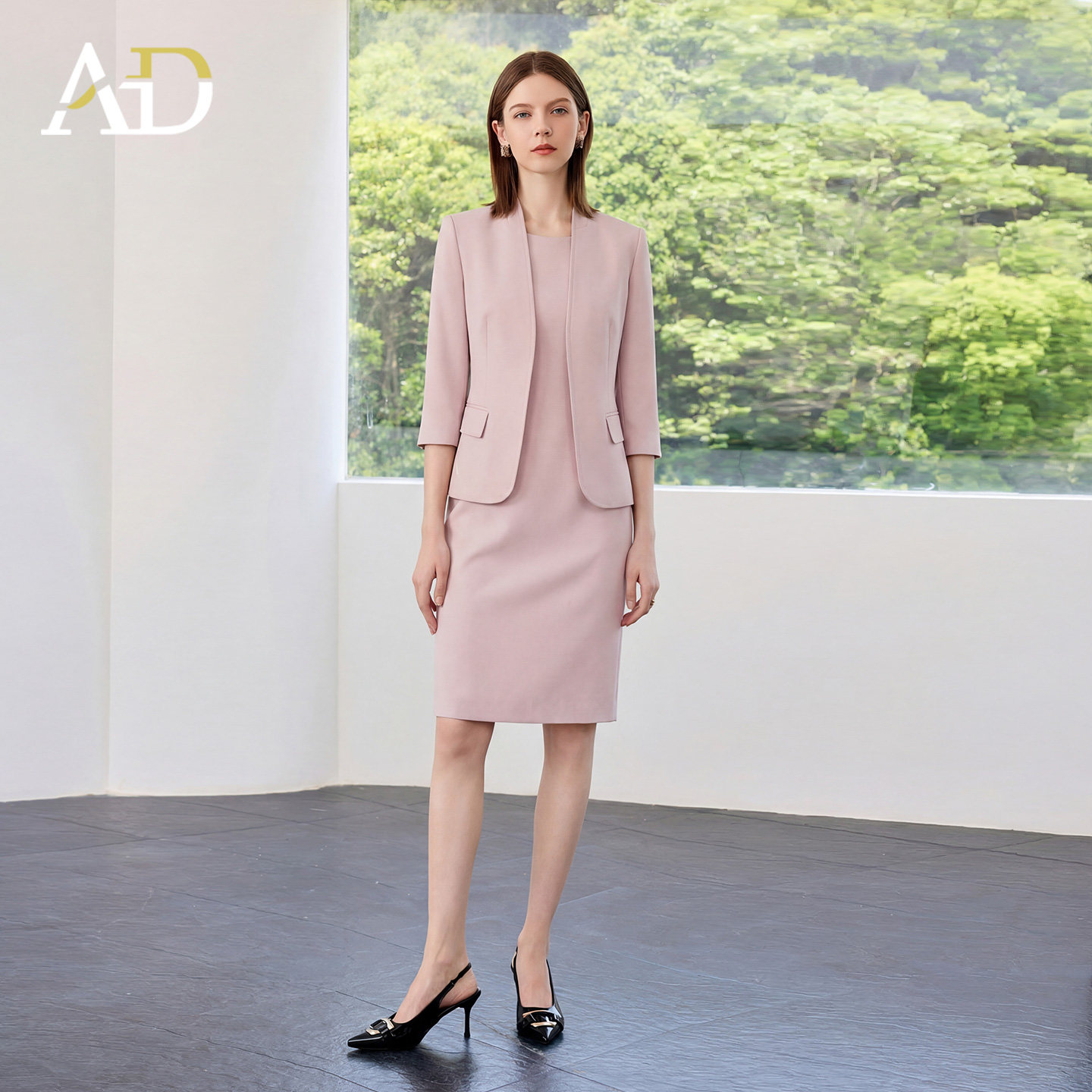 AD职业套装女夏2026新款高级感西装连衣裙两件套气质通勤正装穿搭