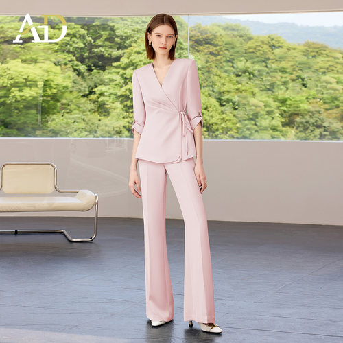 AD夏季粉色系带西装套装女新款