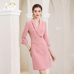 AD气质青果领西装连衣裙女主持人上镜正装裙子播音艺考面试职业装