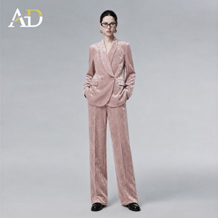 AD高端丝绒西装套装女秋2026今年流行新款老钱风职业通勤正装