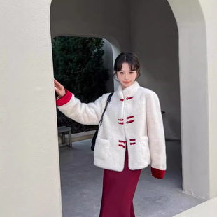 2024新款高级感冬装米兰貂减龄外套新中式国风盘扣女环保皮草上衣