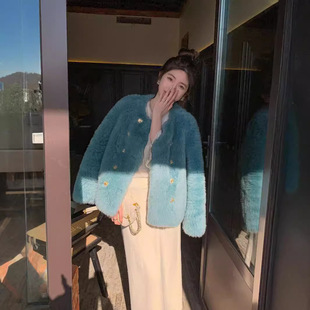 漂亮姐姐冬新款托卡羊羔毛皮毛一体皮草外套女羊剪绒大衣年轻短款