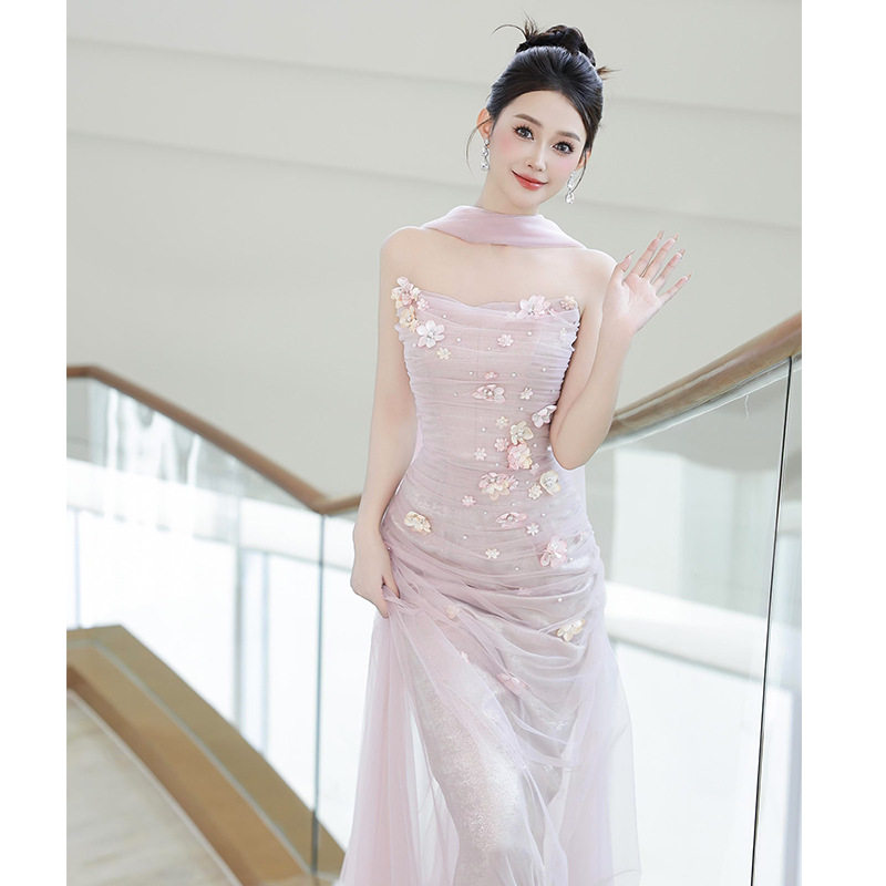 新中式晨袍女2025新款高级感粉色抹胸新娘订婚礼裙超仙甜美敬酒服,女装/女士精品,礼服/晚装,淘宝优惠券,粉丝福利购,淘宝优惠卷