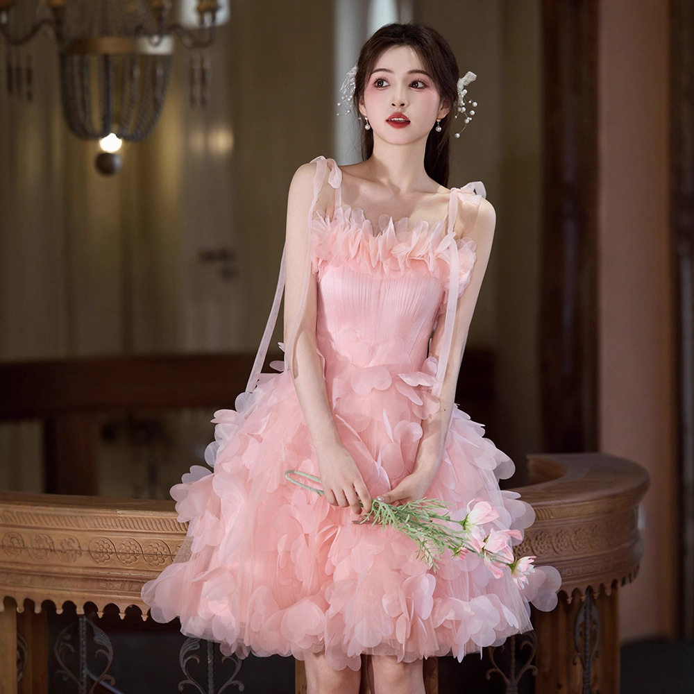 绝美吊带公主裙高级感生日宴会成人礼礼服裙超仙气质甜美蓬蓬短裙