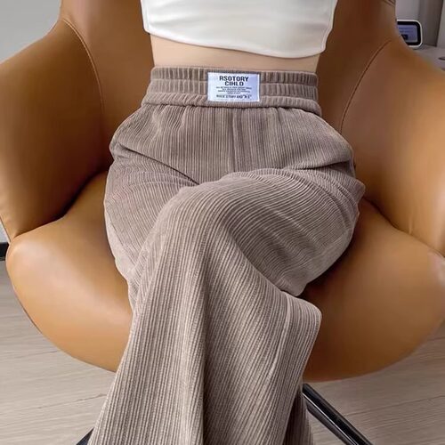 韩版高腰显瘦百搭加绒阔腿裤女