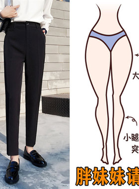 高腰韩版潮流显瘦西装九分裤女潮