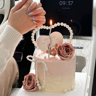 2025母亲节蛋糕装饰珍珠爱心插件妈妈节日快乐郁金香玫瑰花插件