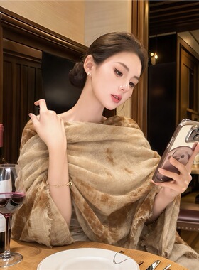 Softopia复古老钱风披肩女外搭2026新款轻奢高级感空调房围巾披风