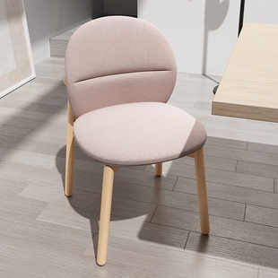 森川家具家用餐椅客厅卧室时尚 简约现代梳妆台椅子实木软包靠背椅