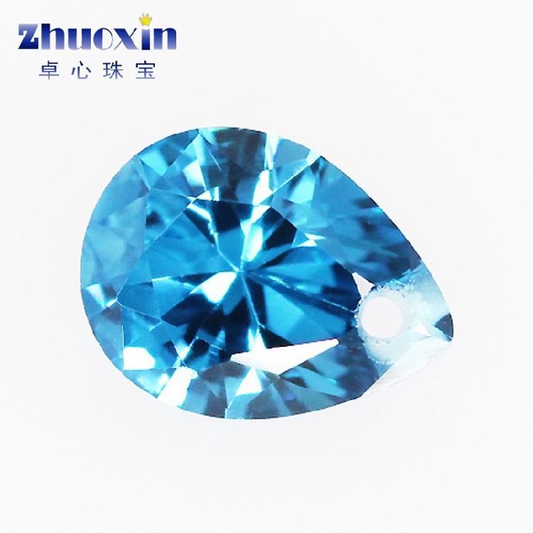 梨形海蓝色锆石戒面单孔裸石尖底 带孔水滴形人造蓝宝石镶嵌耳钉,饰品/流行首饰/时尚饰品新,其他DIY饰品配件,淘宝优惠券,粉丝福利购,淘宝优惠卷